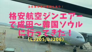 格安航空ジンエアー(LJ206/LJ206)で成田～韓国ソウルに行ってきた！